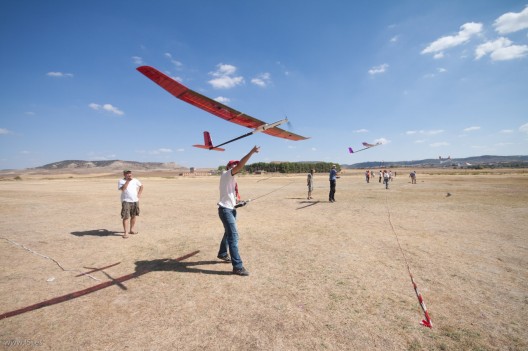 FAI (Federation Aeronautique Internationale) F5 group launch.  Titan craft look a great deal like bigger version of these high-performance models