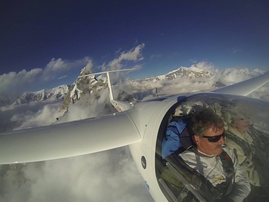 Descending after the successful overflight of Mount Everest