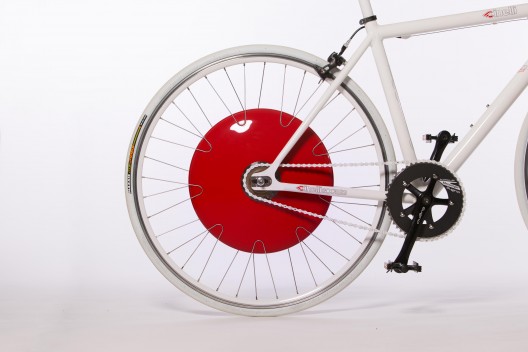 Copenhagen wheel, with motor, controller (complete with regenerative power), and batteries tucked inside